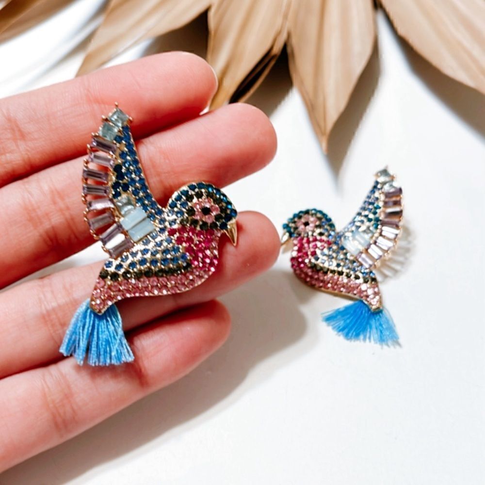 Diamond boho bird earrings N395 - Picture 4 of 4